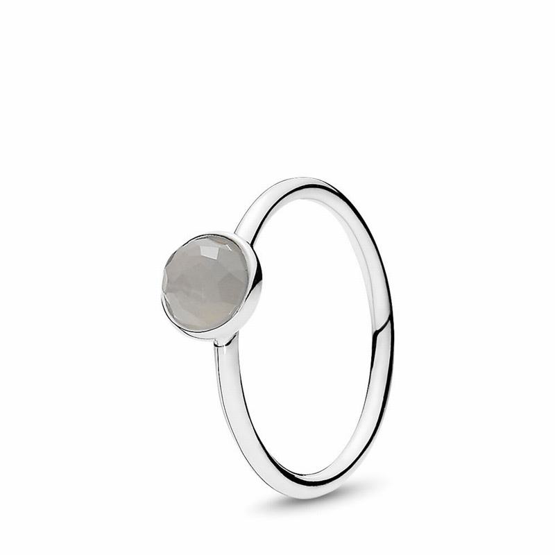 Pandora June Droplet Stackable Ring - Sterling Silver/Grey/Moonstone - Canada | ZC3566AZ